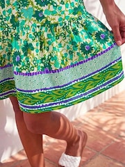 Roman Green Floral Print Border Smock Dress - Image 4 of 4