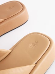 Camel Leather Platform Toe Thong Sandals - Image 4 of 4