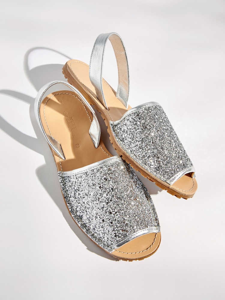 Silver Regular/Wide Fit Beach Sandals - Image 1 of 5 Silver Regular/Wide Fit Beach Sandals - Image 1 of 5