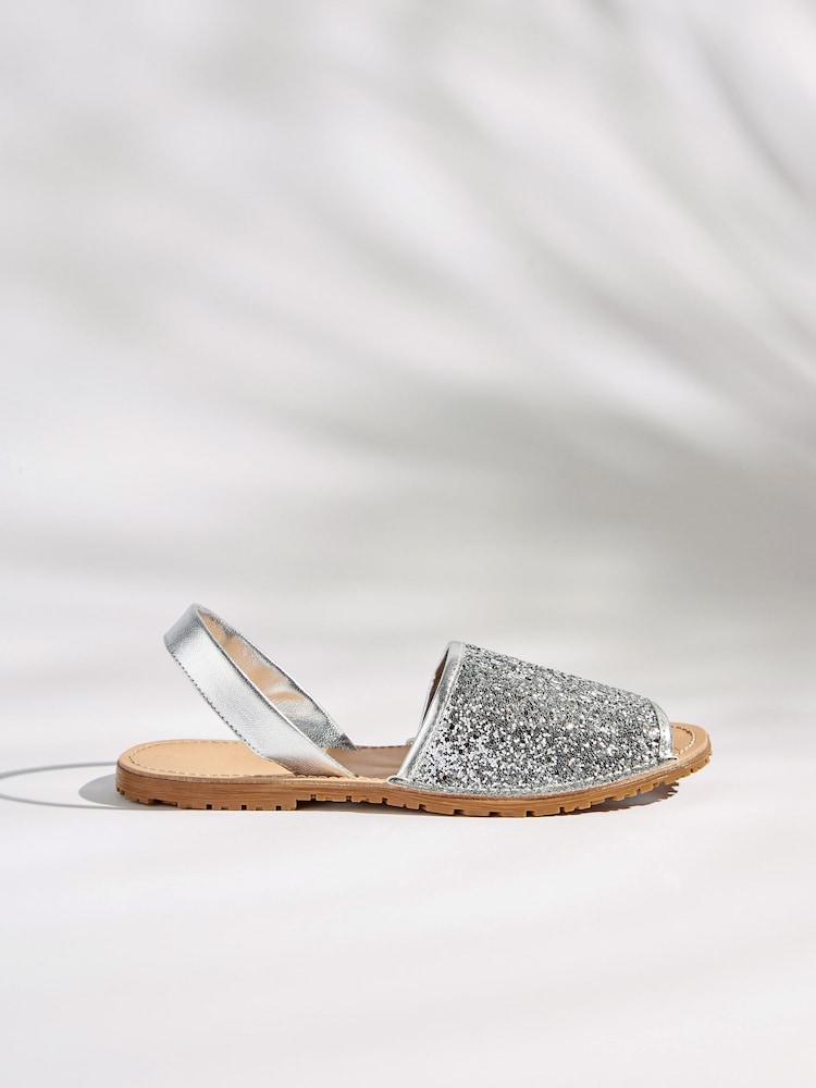 Silver Regular/Wide Fit Beach Sandals - Image 2 of 5 Silver Regular/Wide Fit Beach Sandals - Image 2 of 5