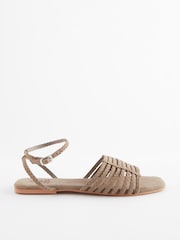 Taupe Brown Regular/Wide Fit Forever Comfort® Leather Plait Sandals - Image 3 of 7