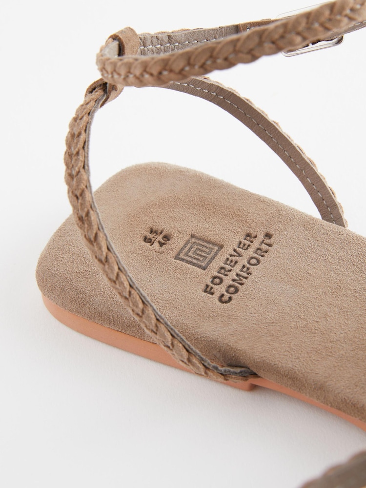 Taupe Brown Regular/Wide Fit Forever Comfort® Leather Plait Sandals - Image 7 of 7 Taupe Brown Regular/Wide Fit Forever Comfort® Leather Plait Sandals - Image 7 of 7