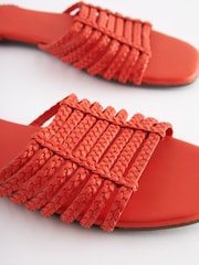 Red Regular/Wide Fit Forever Comfort® Leather Plait Sandals - Image 5 of 7