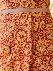 Rust Print Embelished Sparkle 100% Cotton Sarong Midi Skirt - Image 4 of 5