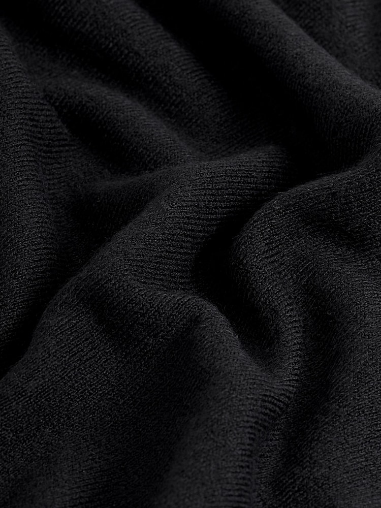Black Cosy V-Neck Long Sleeve Longline Tunic Jumper - Image 6 of 6