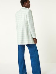 Roman Blue Longline Checkered Boucle Jacket - Image 2 of 5