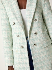 Roman Blue Longline Checkered Boucle Jacket - Image 5 of 5