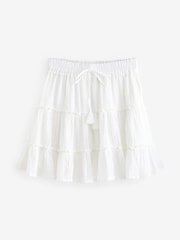 White Texture Cotton Tiered Mini Skirt - Image 5 of 5