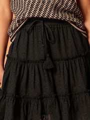 Black Texture Cotton Tiered Mini Skirt - Image 5 of 6
