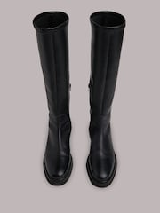 Whistles Black Quin Stretch Knee High Boots - Image 2 of 4