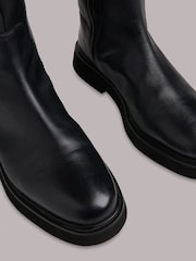 Whistles Black Quin Stretch Knee High Boots - Image 4 of 4