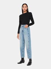Whistles Black Ruched Sleeve T-Shirt - Image 3 of 4