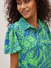 Celia Birtwell Green / Blue Floral Mini Short Sleeve Shirt Dress - Image 4 of 5