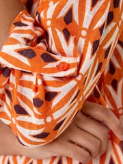 Roman Orange Geometric Pocket Detail Longline Cotton Top - Image 4 of 4
