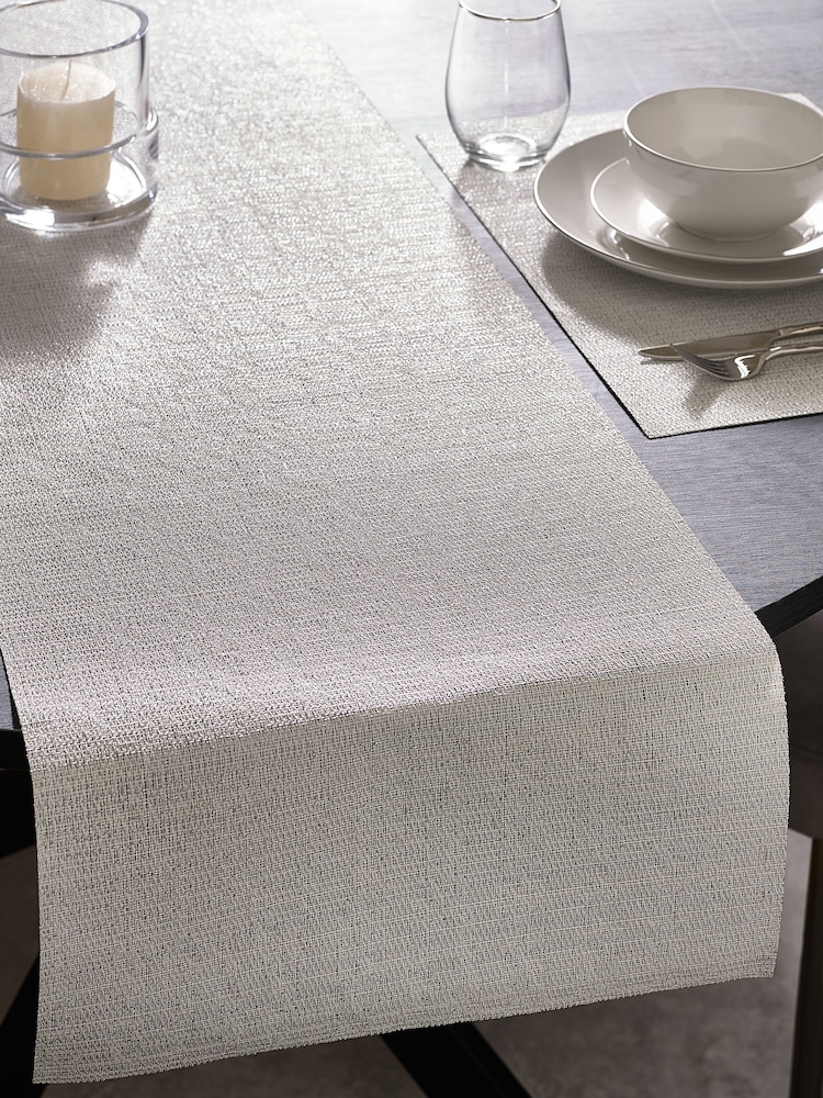 Silver Metallic PVC Wipeclean Kitchen Table Runner - Image 1 of 5