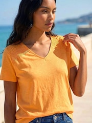 Roman Orange Shirred Shoulder T-Shirt - Image 1 of 4