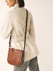 Tan Brown Saddle Cross-Body Bag - Image 1 of 8