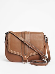 Tan Brown Premium Leather Hummingbird Cross-Body Bag - Image 1 of 4