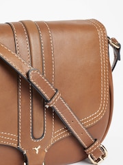Tan Brown Premium Leather Hummingbird Cross-Body Bag - Image 4 of 4