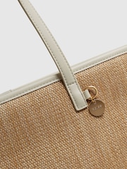 Reiss Natural/Off White Dena Raffia Tote Bag - Image 3 of 5