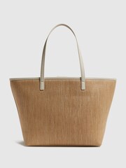 Reiss Natural/Off White Dena Raffia Tote Bag - Image 5 of 5