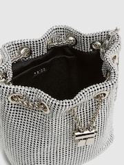 Reiss Silver Demi Crystal Mini Bucket Bag - Image 4 of 6