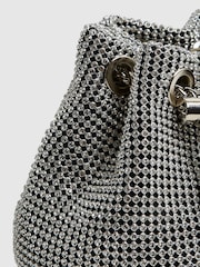 Reiss Silver Demi Crystal Mini Bucket Bag - Image 6 of 6