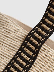 Reiss Natural/Black Daniela Raffia And Webbing Tote Bag - Image 5 of 5