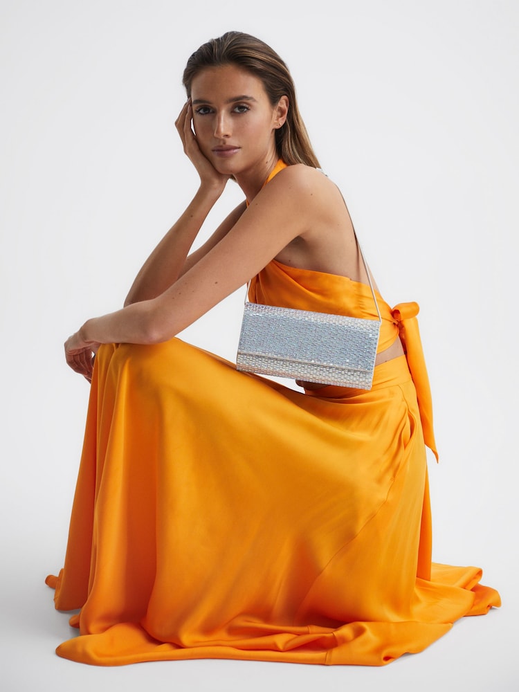 Reiss Silver Dakota Disco Baguette Bag - Image 2 of 7