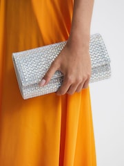 Reiss Silver Dakota Disco Baguette Bag - Image 3 of 7