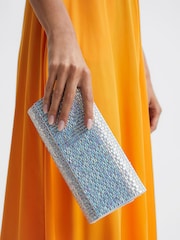 Reiss Silver Dakota Disco Baguette Bag - Image 4 of 7