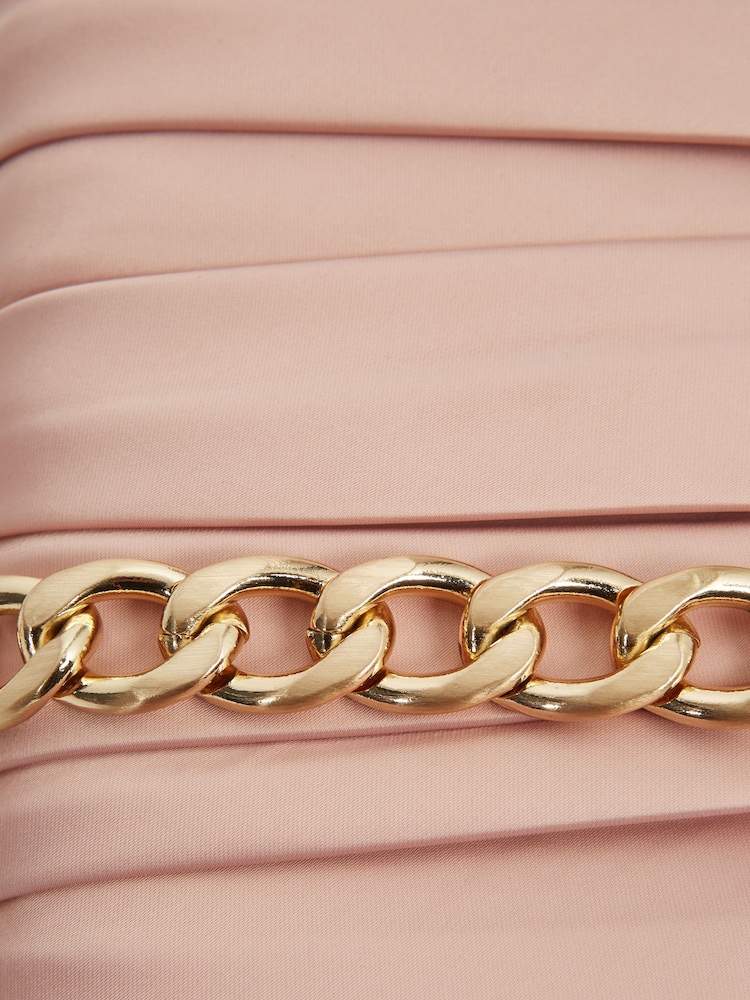Reiss Blush Camille Satin Pleated Clutch Bag - Image 5 of 5 Reiss Blush Camille Satin Pleated Clutch Bag - Image 5 of 5