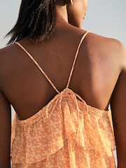 Hellpink, Geo, Goldfolie - Festliche, gestuftes Midi-Trägerkleid - Bild 4 von 5