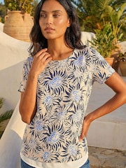Roman Cream Floral Print Double Layer Top - Image 4 of 4