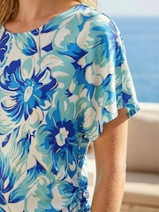 Roman Blue Abstract Ruched Side Stretch Top - Image 4 of 4
