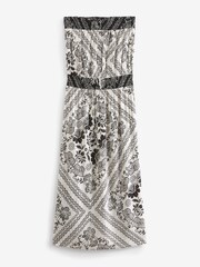 Ecru Floral Placement Print Sparkle Bandeau Boobtube Midi Dress - Image 5 of 5