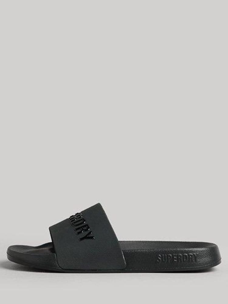 Superdry Black Code Logo Vegan Pool Sliders - Image 1 of 4