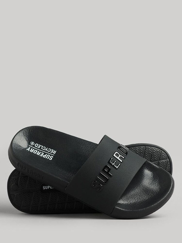 Superdry Black Code Logo Vegan Pool Sliders - Image 2 of 4