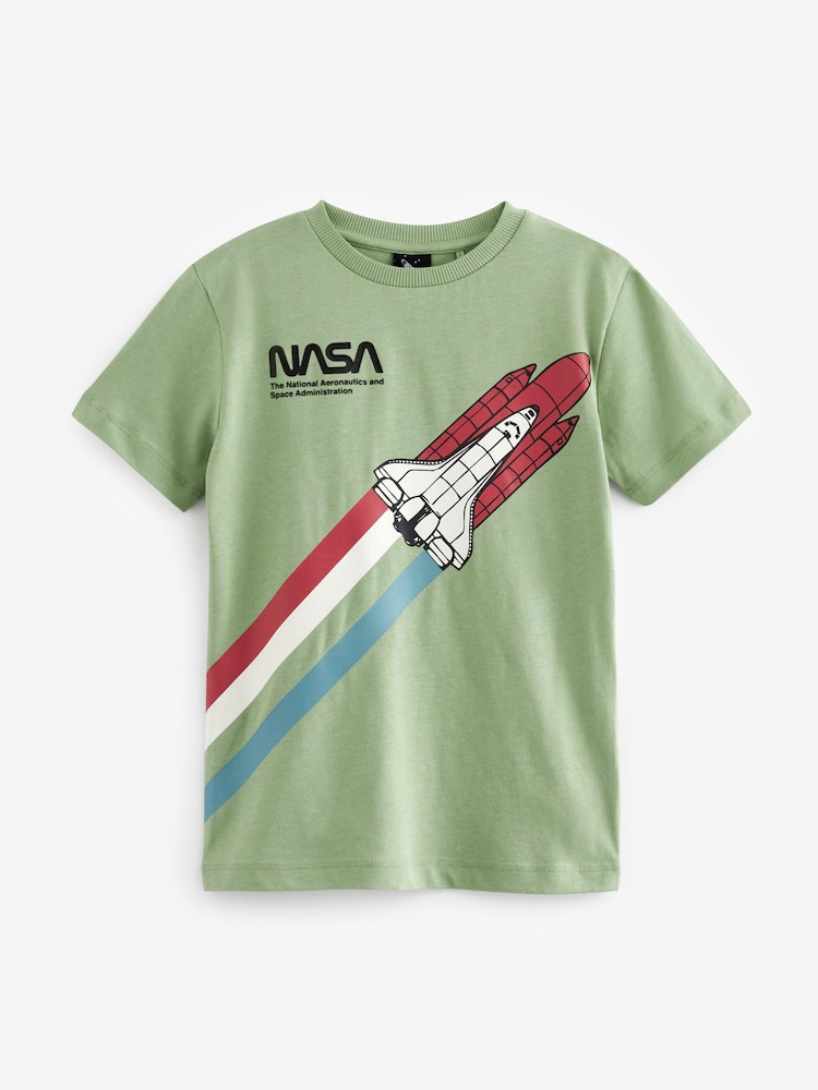 NASA Rocket Sage Green Short Sleeve License T-Shirt (3-16yrs) - Image 1 of 1