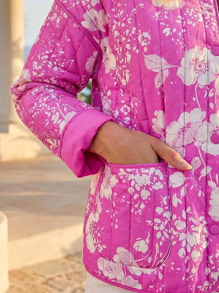 Roman Pink Floral Print Cotton Jacket - Image 2 of 4