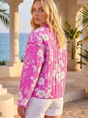 Roman Pink Floral Print Cotton Jacket - Image 4 of 4