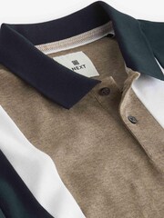 Rumenorjava/mornarsko modra - kratek rokav; s kratkimi rokavi črna/rumenorjava; poltna Brown Vertical Block polo majice - Slika 7 iz 8