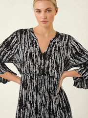 Roman Black Abstract Crinkle Smock Dress - Image 2 of 5