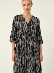 Roman Black Abstract Crinkle Smock Dress - Image 4 of 5