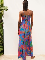 Multi Coloured Large Scale Floral Print Strappy Sleeveless Wide Leg Jumpsuit - Image 2 of 5