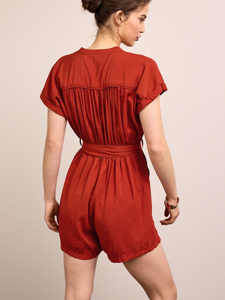Rust Short Sleeve Utility Playsuit - Image 2 of 4