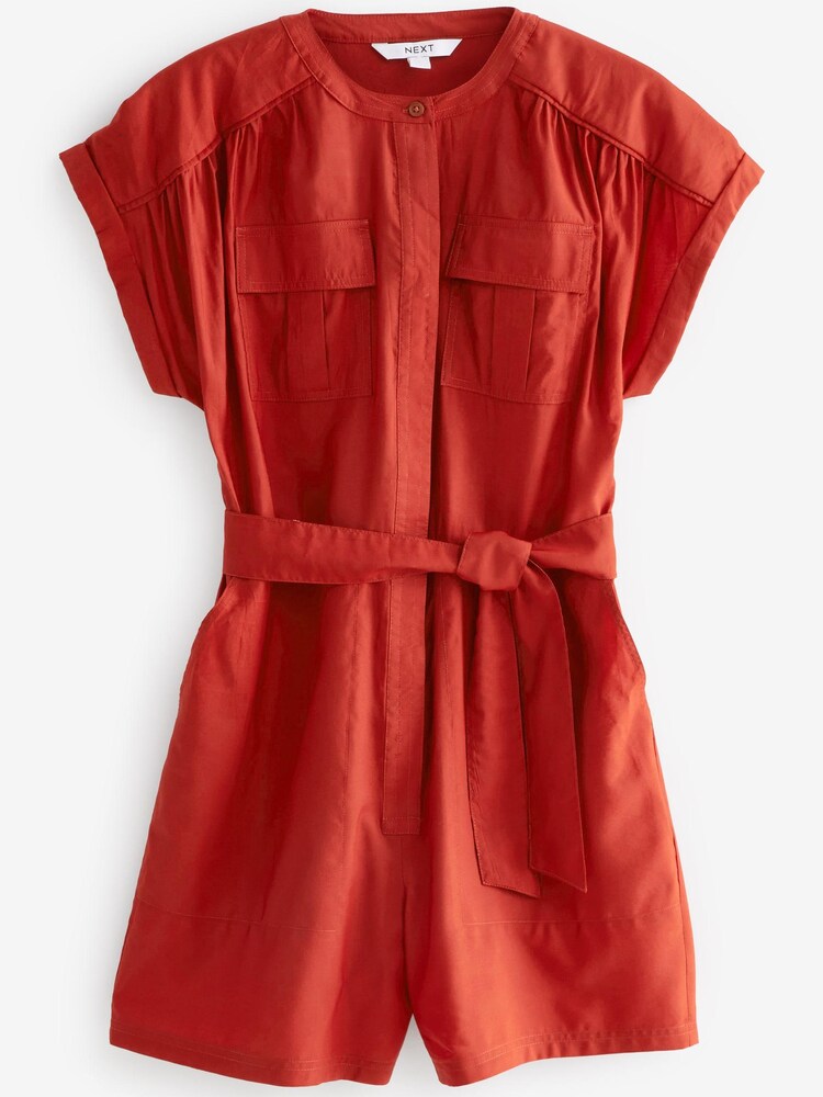 Rust Short Sleeve Utility Playsuit - Image 4 of 4 Rust Short Sleeve Utility Playsuit - Image 4 of 4