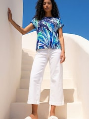 Roman Blue Abstract Print Woven Top - Image 2 of 4