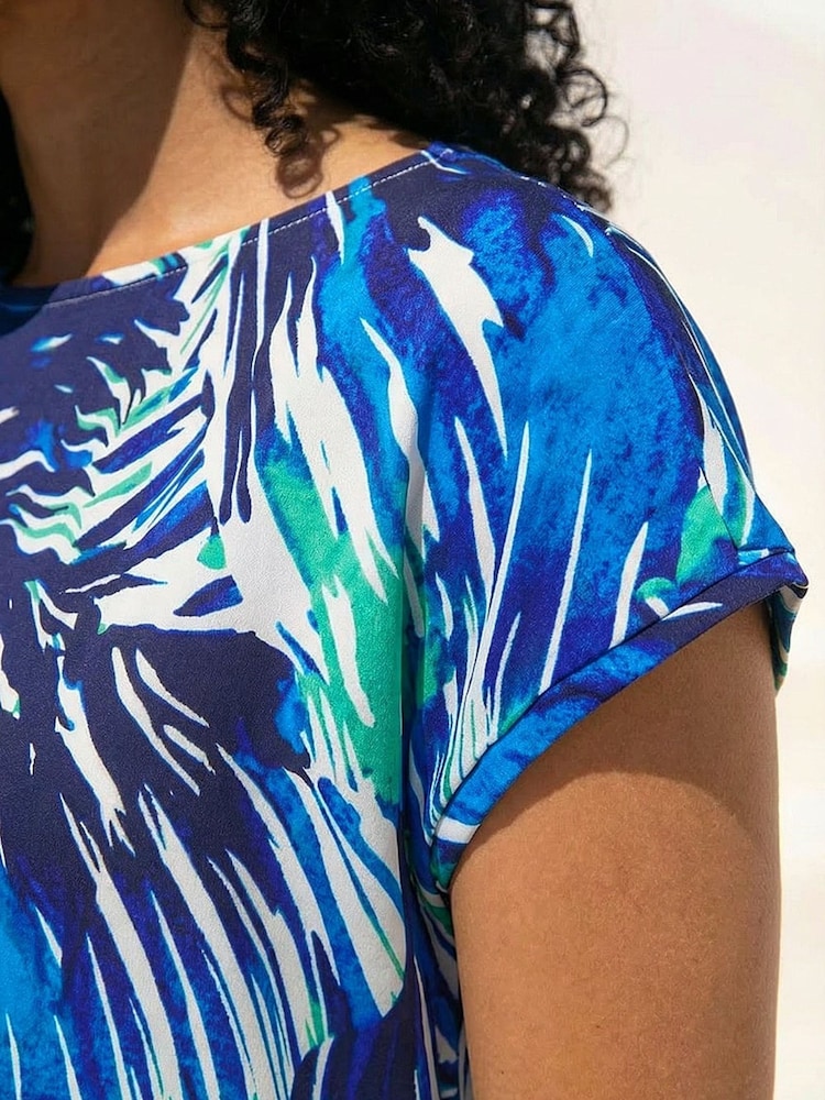 Roman Blue Abstract Print Woven Top - Image 4 of 4
