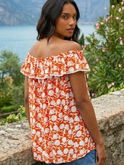 Top estampado con escote bardot y detalle de adorno de Roman - Imagen 4 de 5